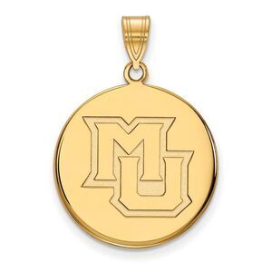 14k Gold Plated Silver Marquette U Large Disc Pendant